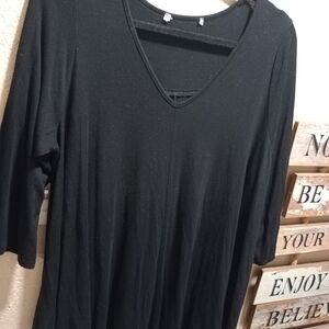 Black V-Neck Women's Top